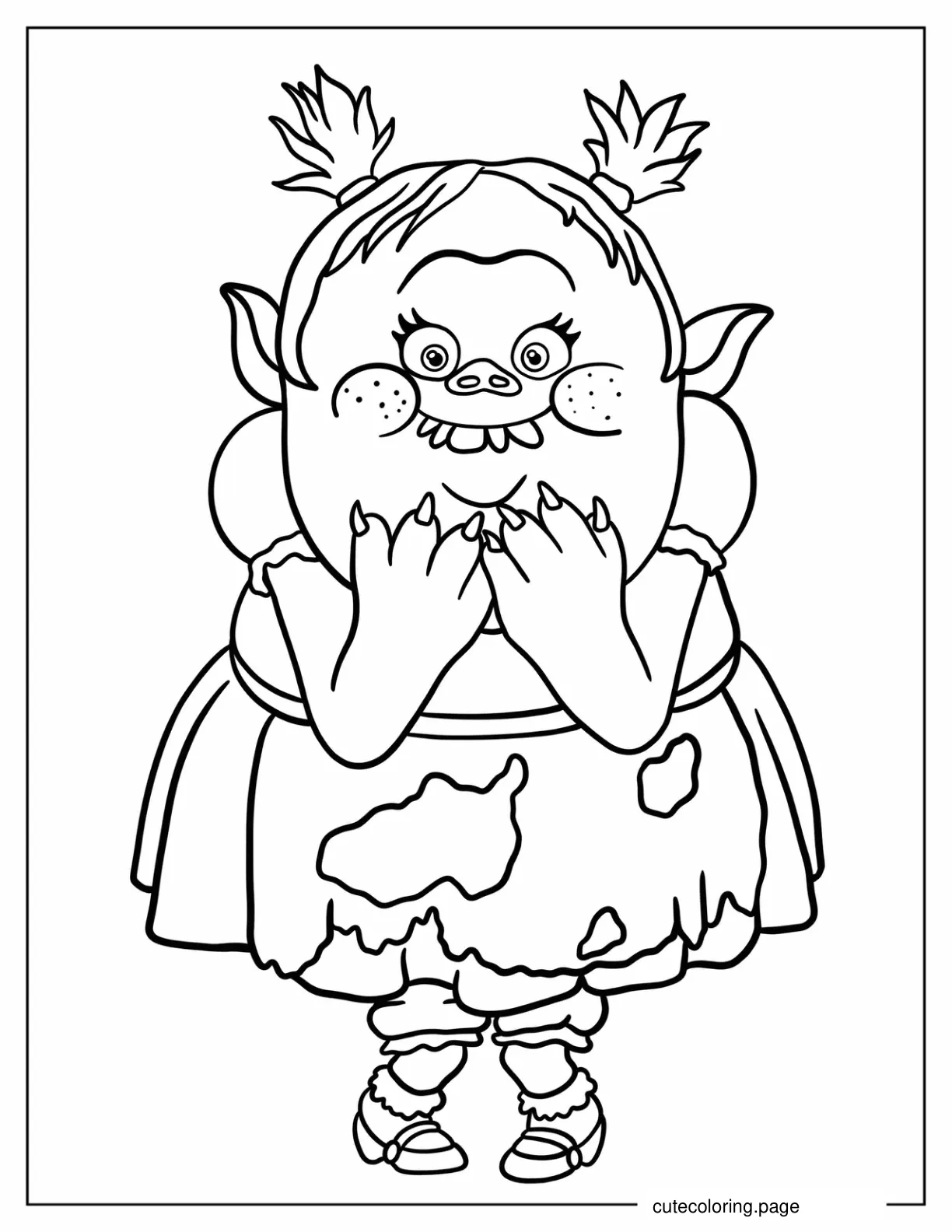 Simple Outline of Bridget Troll coloring page