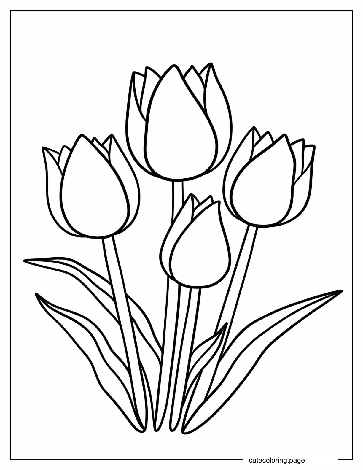 Easy Tulips To Color For Kids coloring page