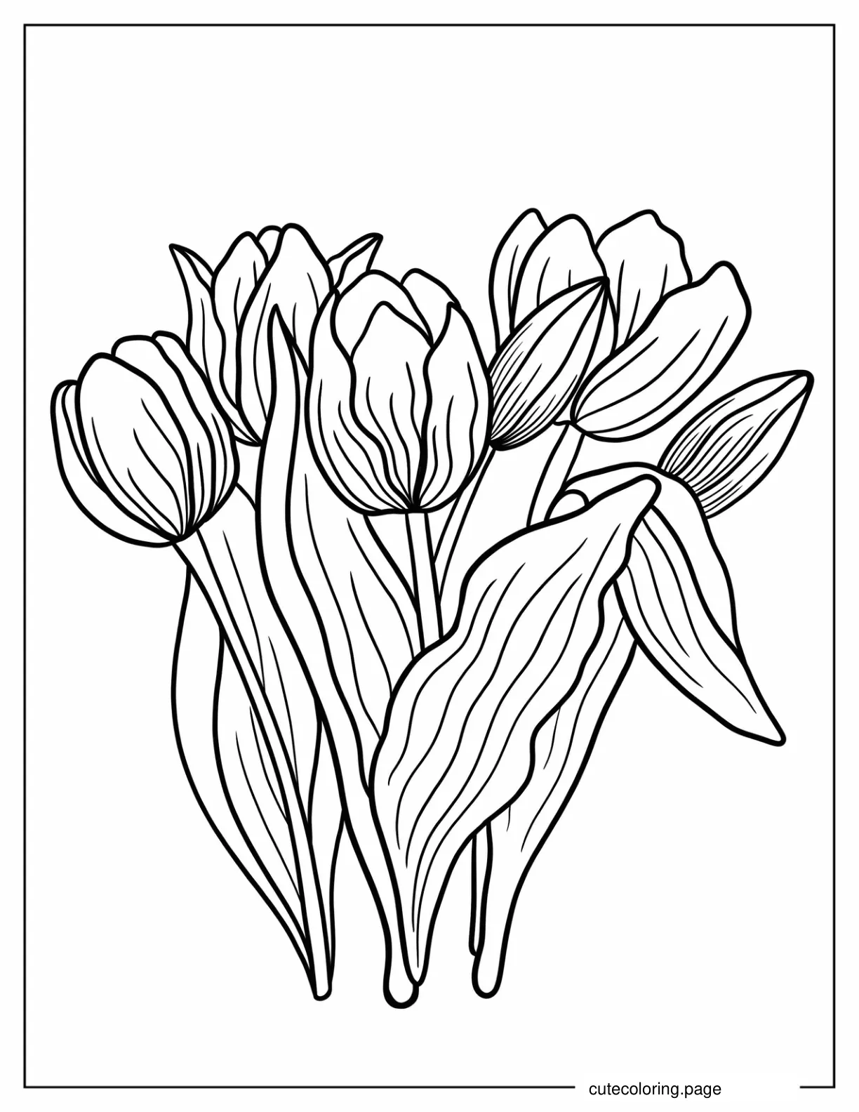 Kids Coloring Sheet Of Tulips coloring page