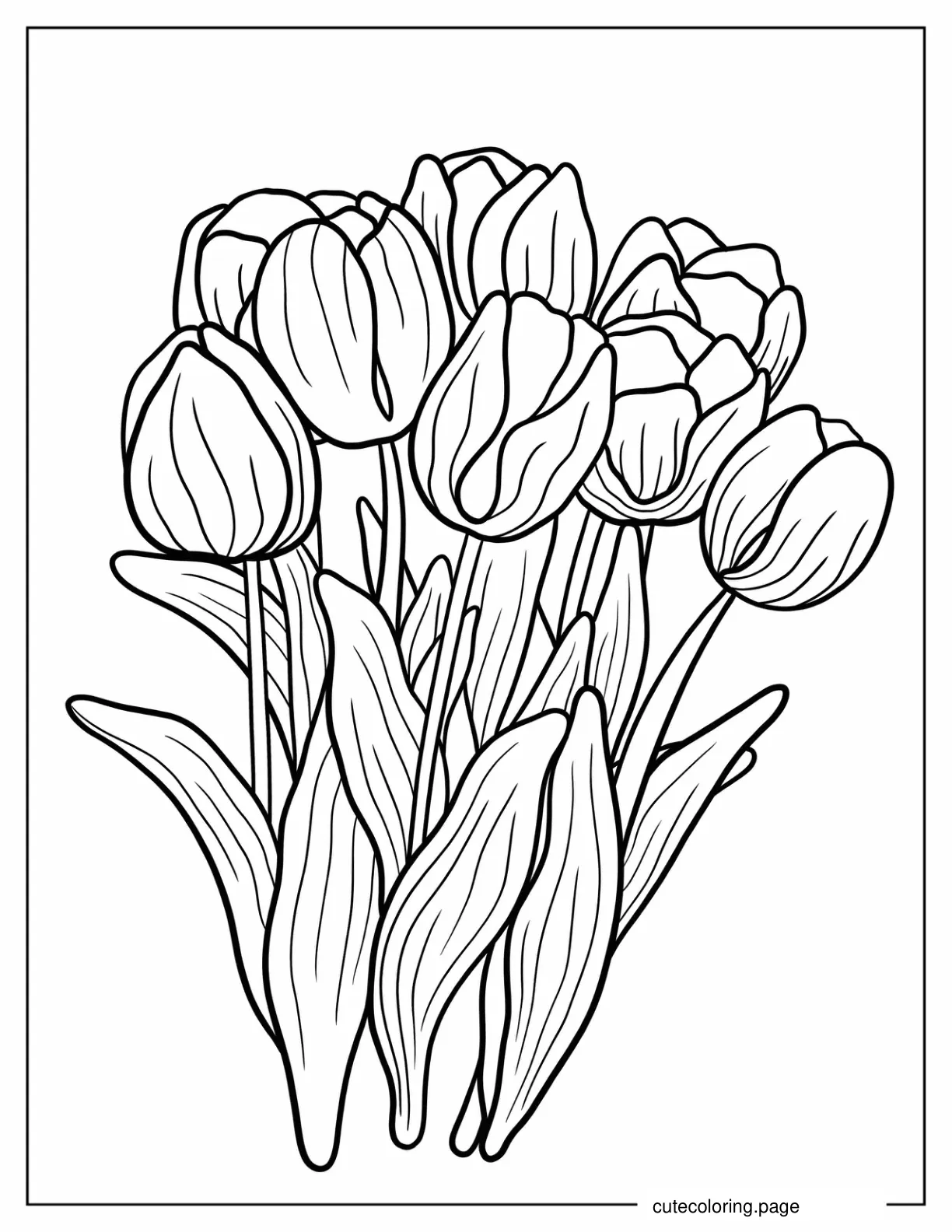 Simple To Color Tulips For Kids coloring page