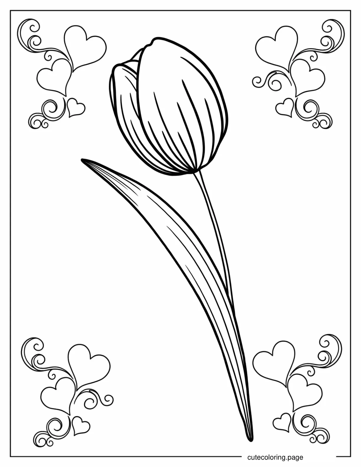 Single Tulip Flower To Color coloring page