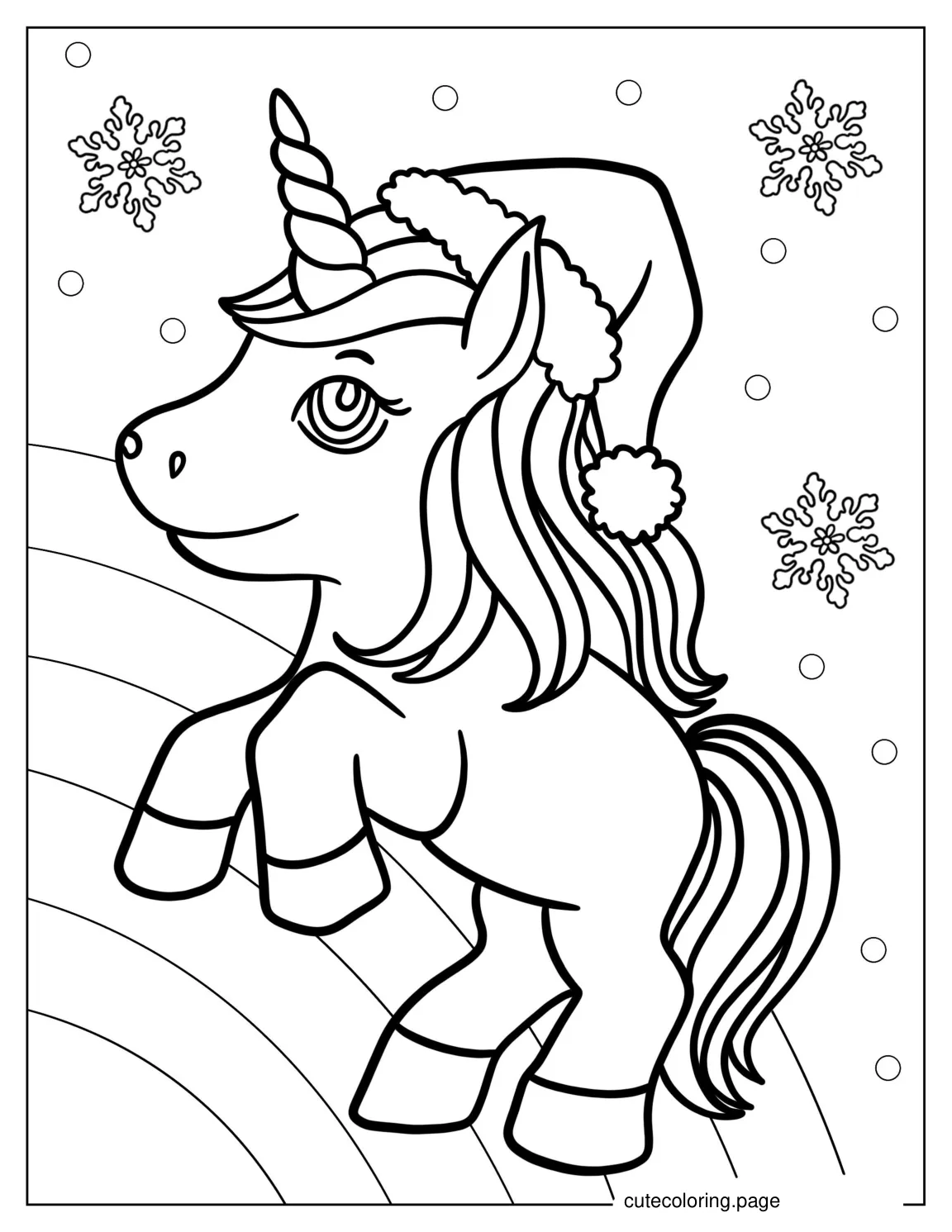 Coloring Page Of a Christmas Unicorn coloring page