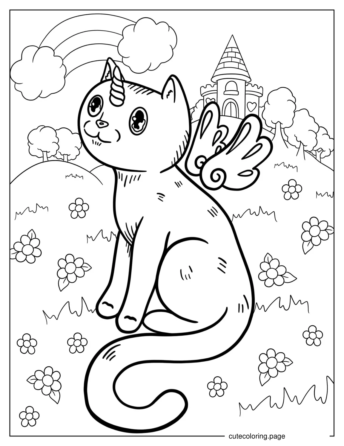 Coloring Page Of a Unicorn Cat 1 coloring page