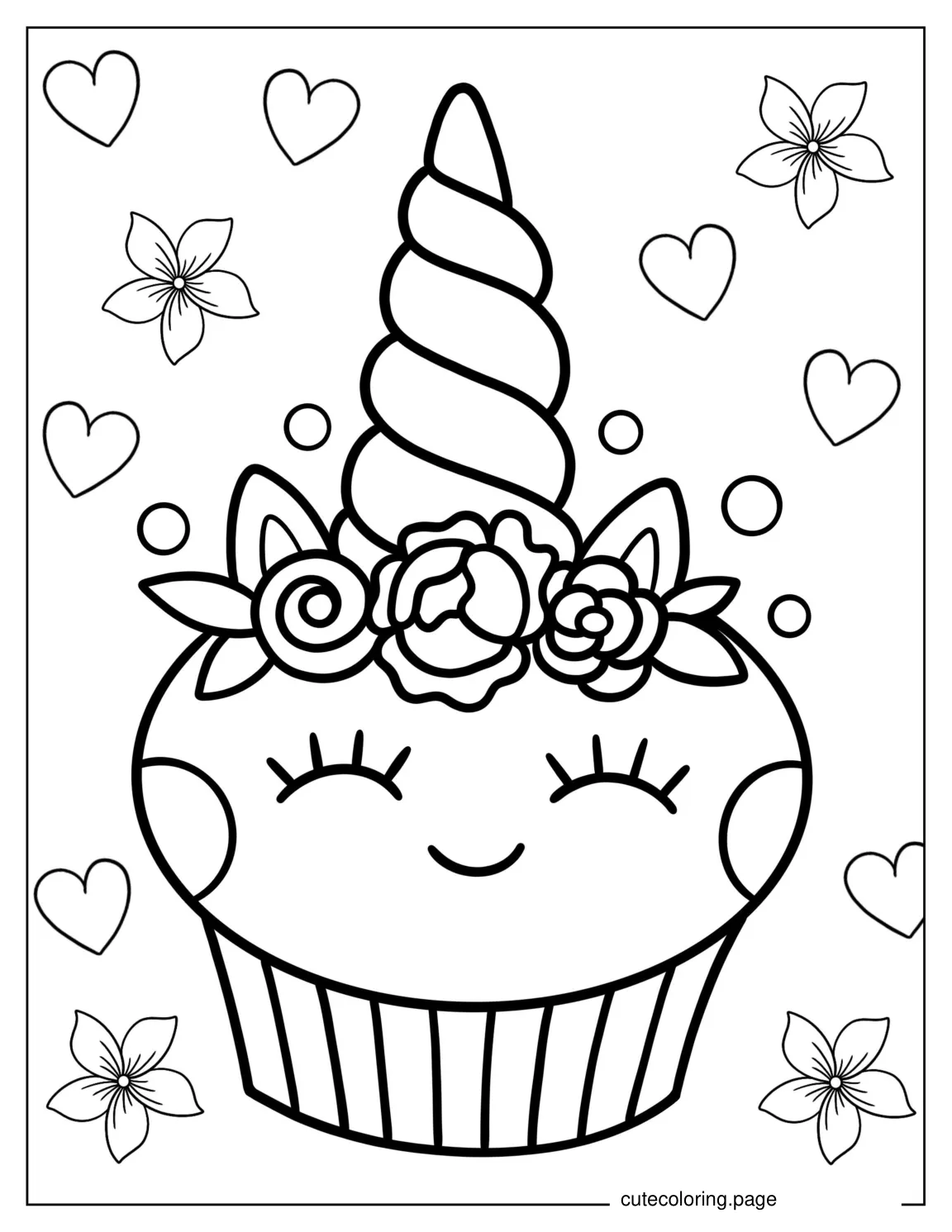 Cute Unicorn Cupcake To Color coloring page