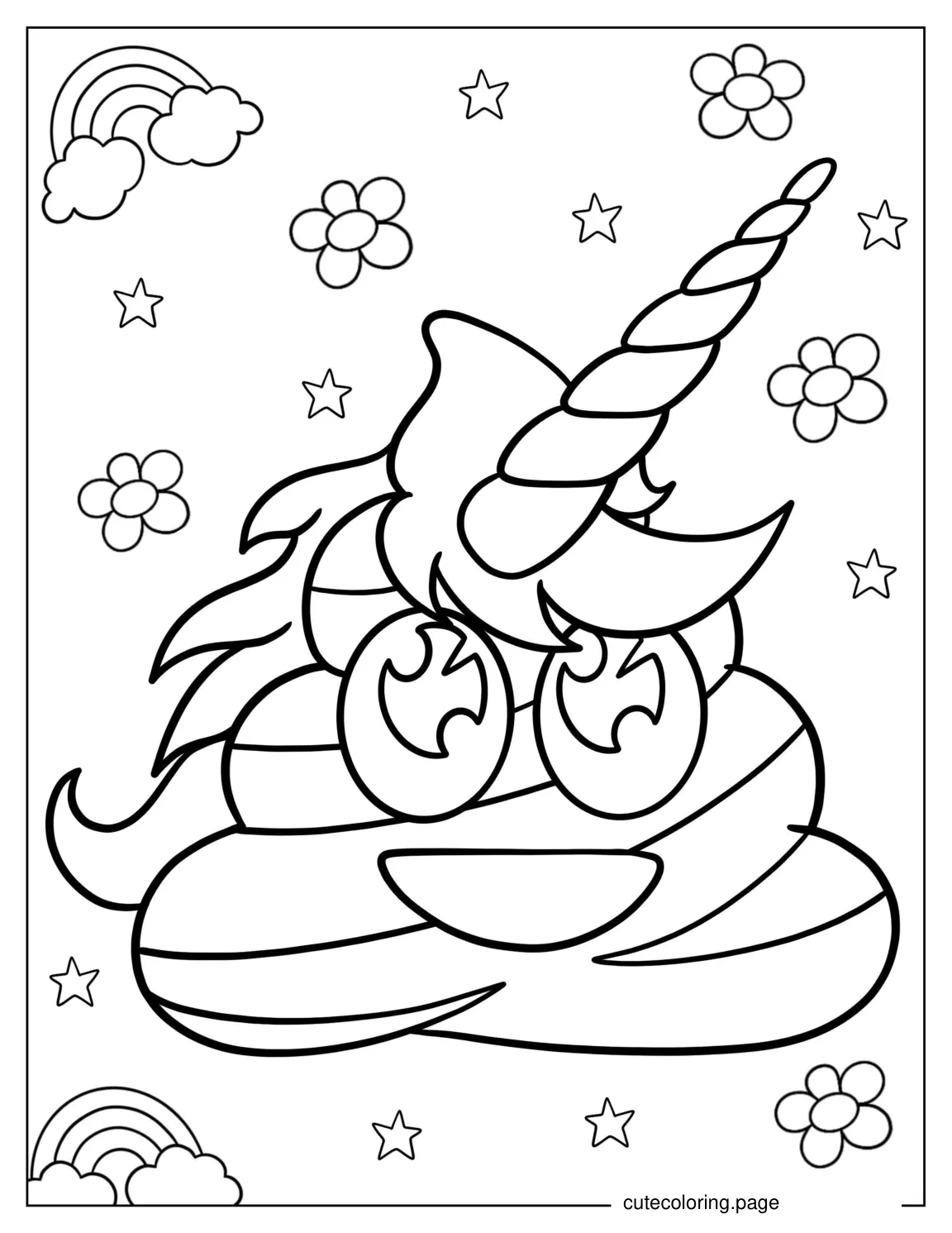 Funny Unicorn Poo Coloring Sheet coloring page