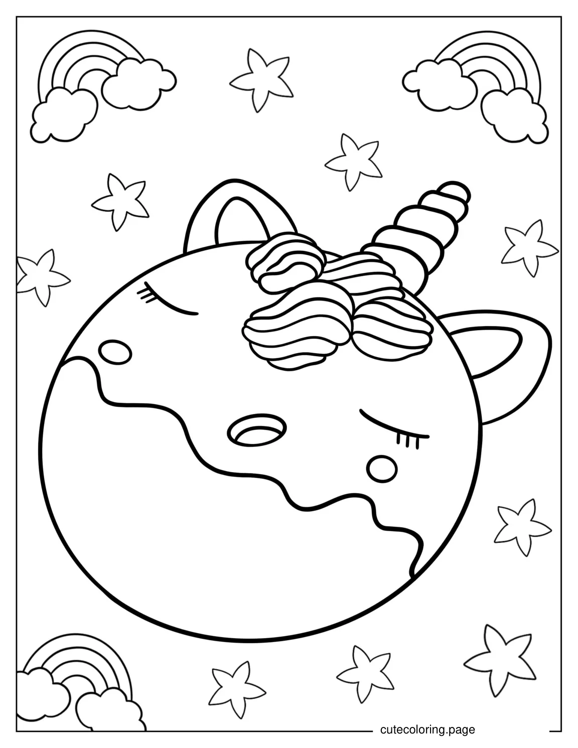 Kawaii Unicorn Donut Coloring Sheet coloring page