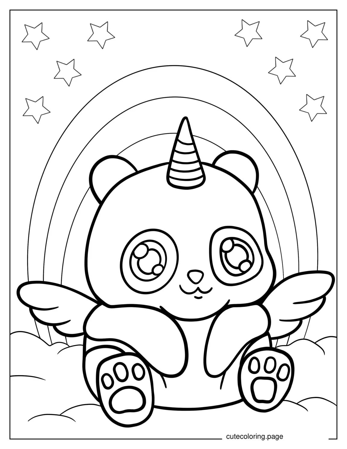 Kawaii Unicorn Panda Coloring Sheet coloring page