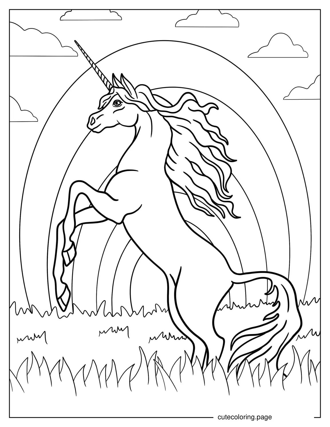 Majestic Looking Unicorn Coloring Page coloring page