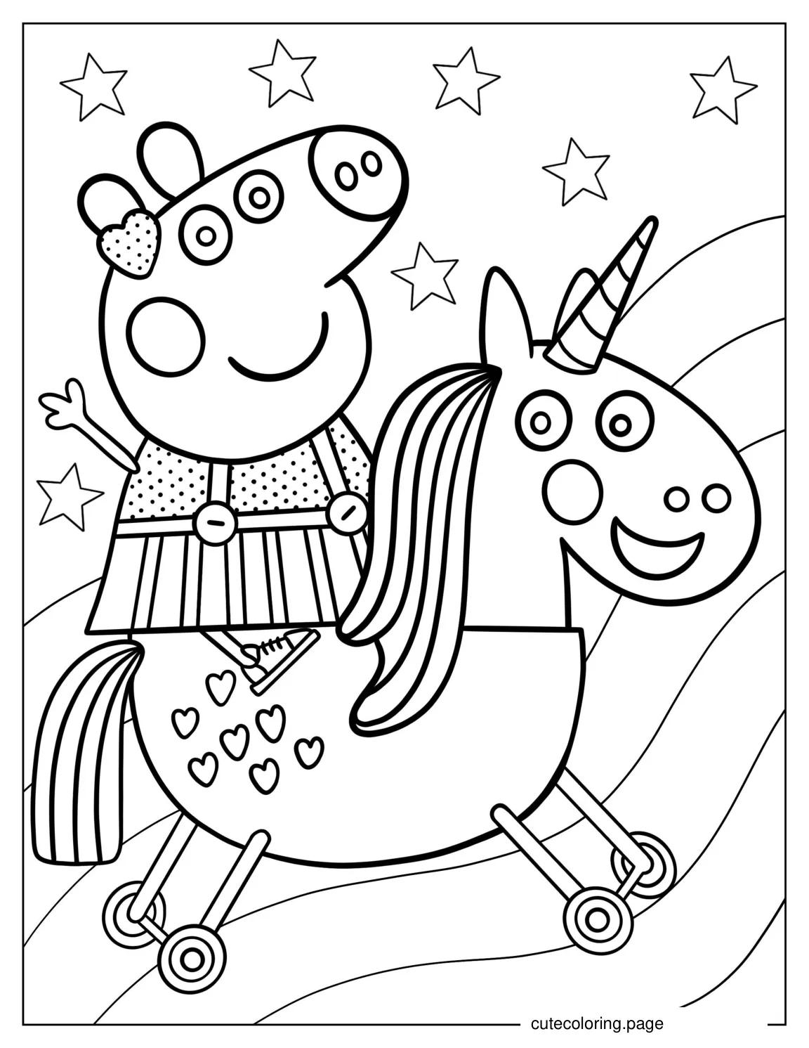 Peppa Pig And Unicorn Coloring Page coloring page