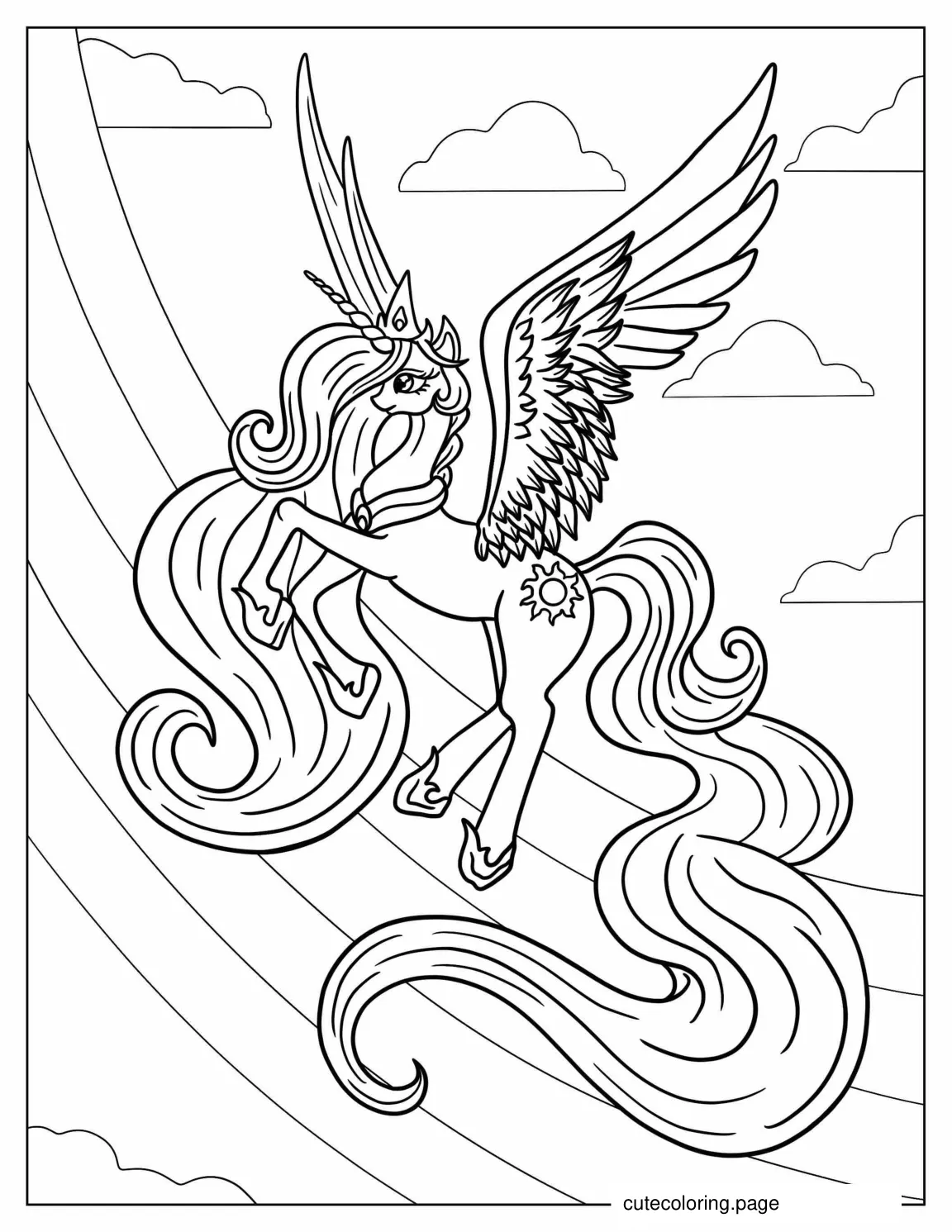 Princess Unicorn Coloring Page coloring page