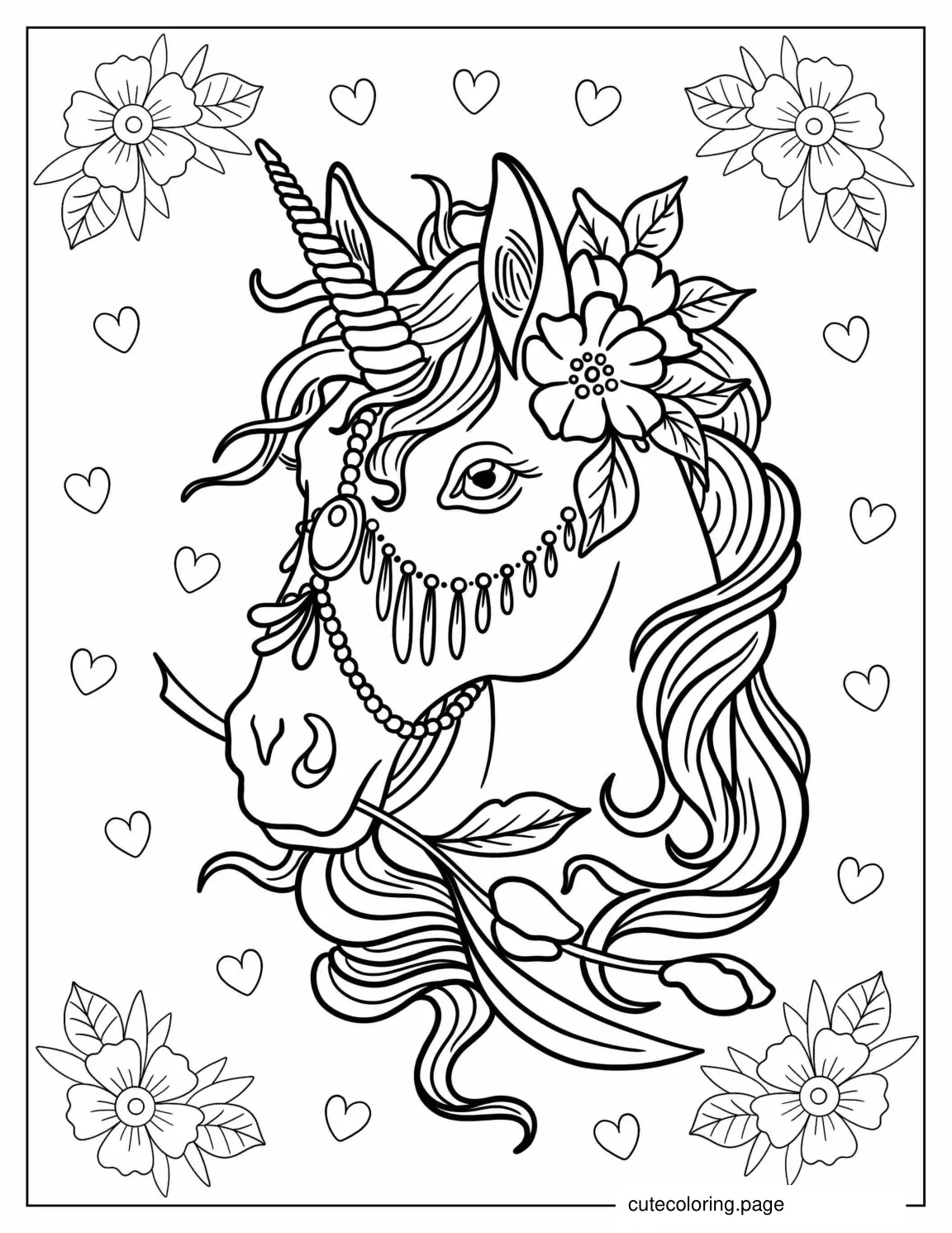 Unicorn Horse Coloring Sheet For Adults coloring page