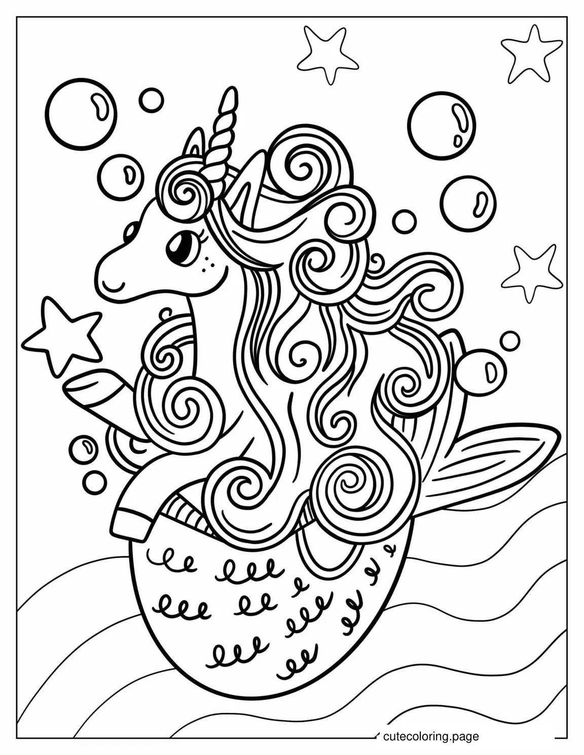 Unicorn Mermaid Coloring Page coloring page