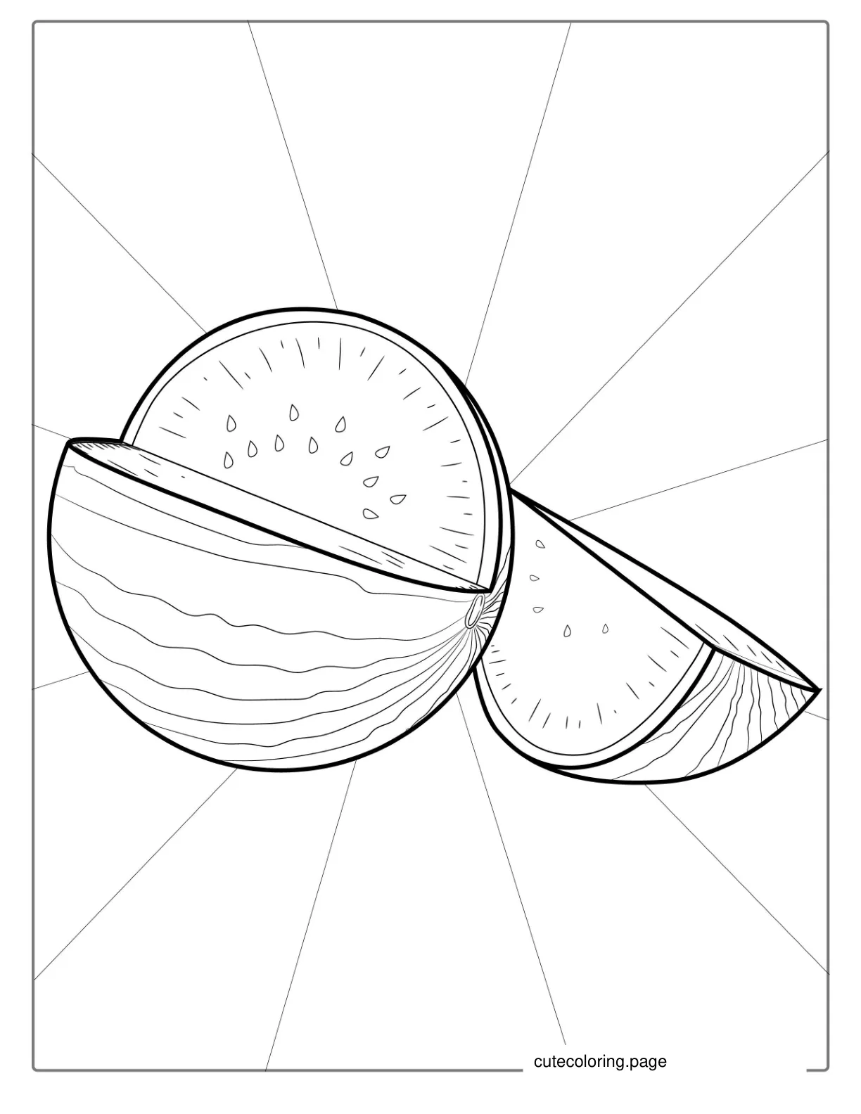 Big Juicy Watermelon With Seeds Coloring coloring page