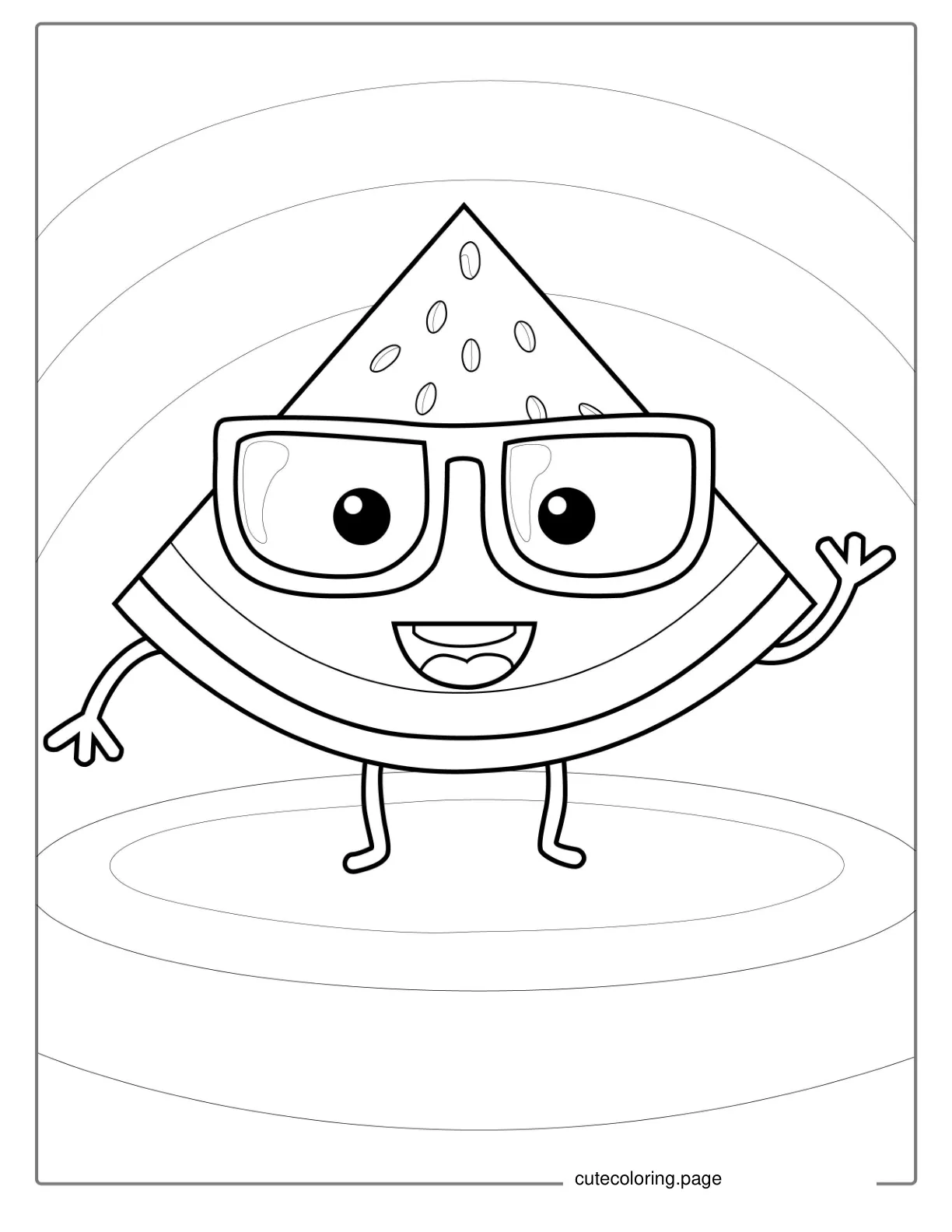 Cute Kawaii Watermelon Coloring For Preschoolers coloring page