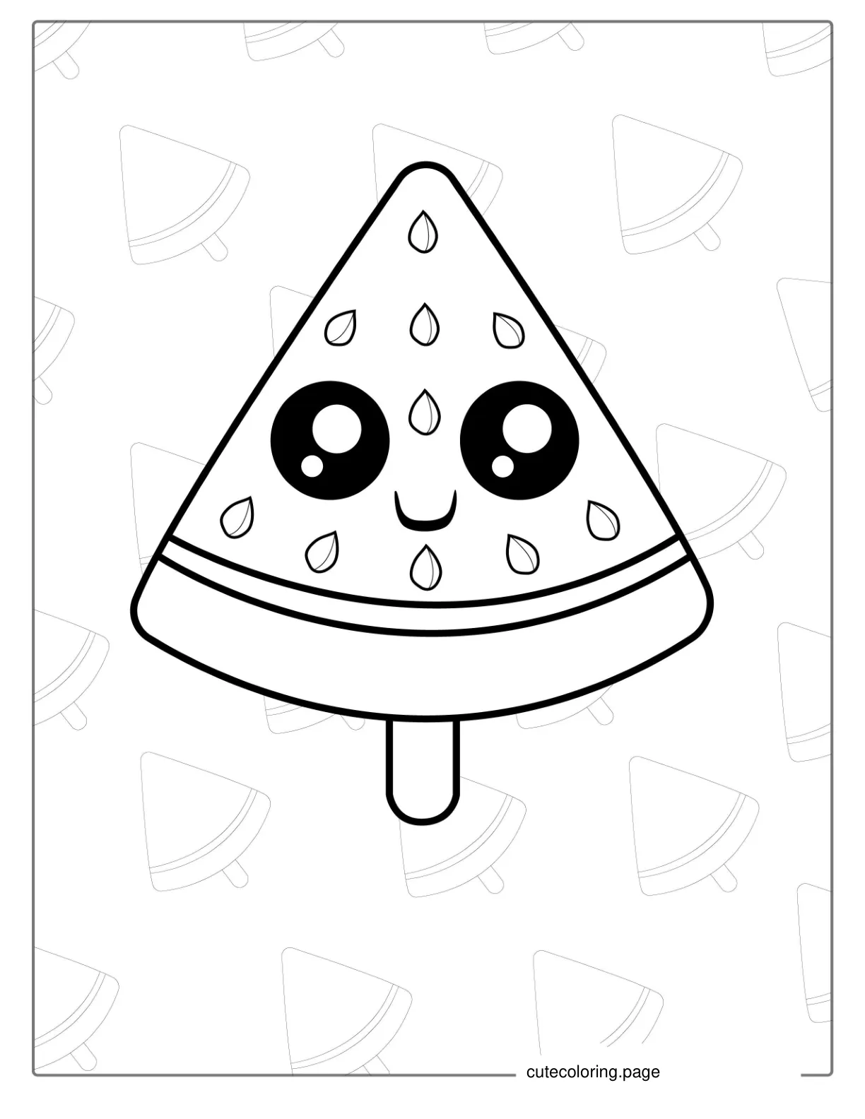 Cute Watermelon Ice Cream Coloring Sheet coloring page