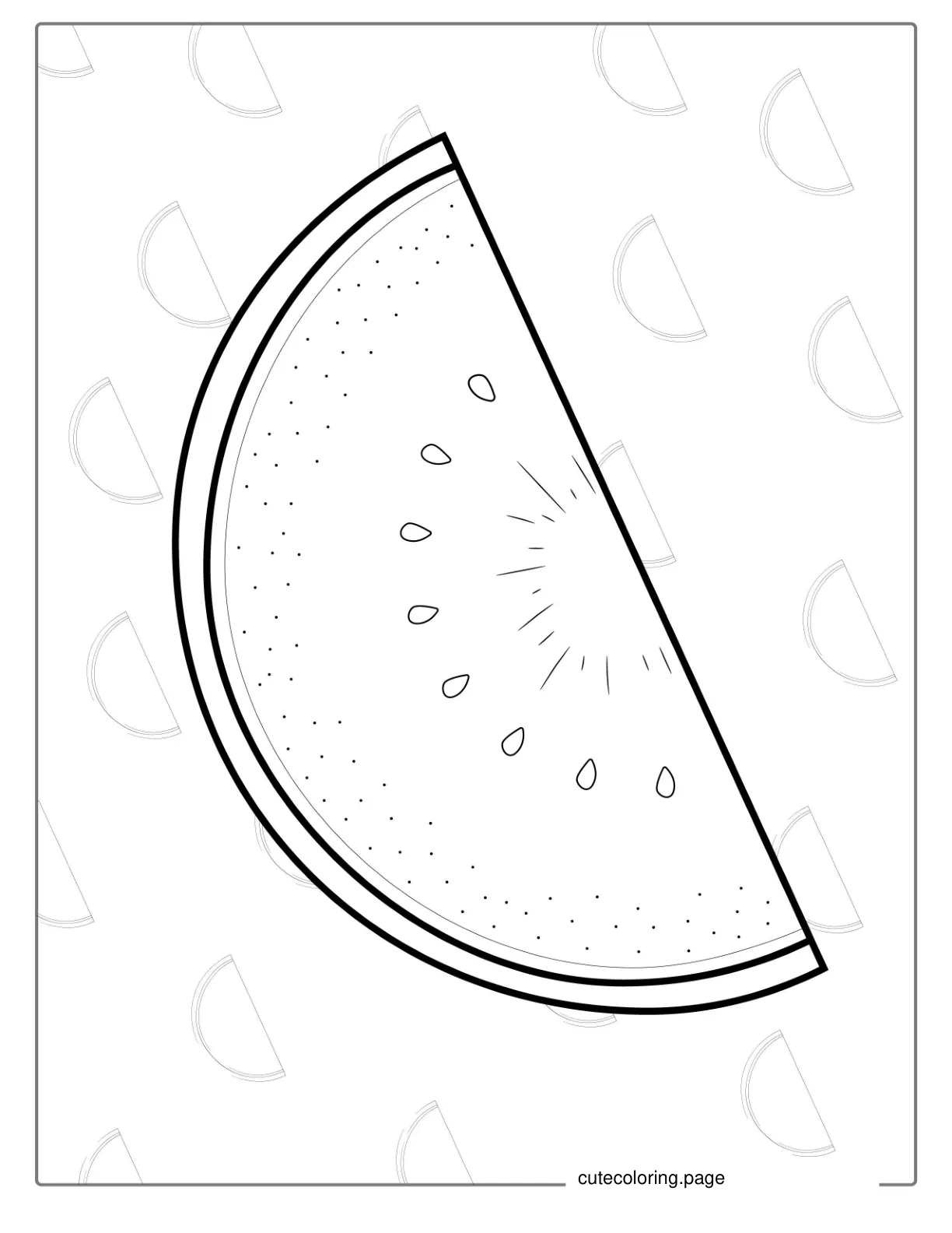 Easy Outline Of Sliced Watermelon To Color coloring page