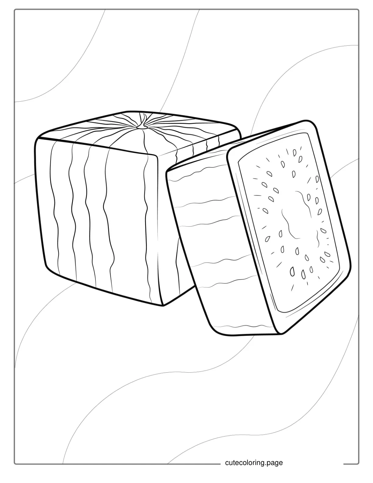 Japanese Square Watermelon Coloring Sheet coloring page