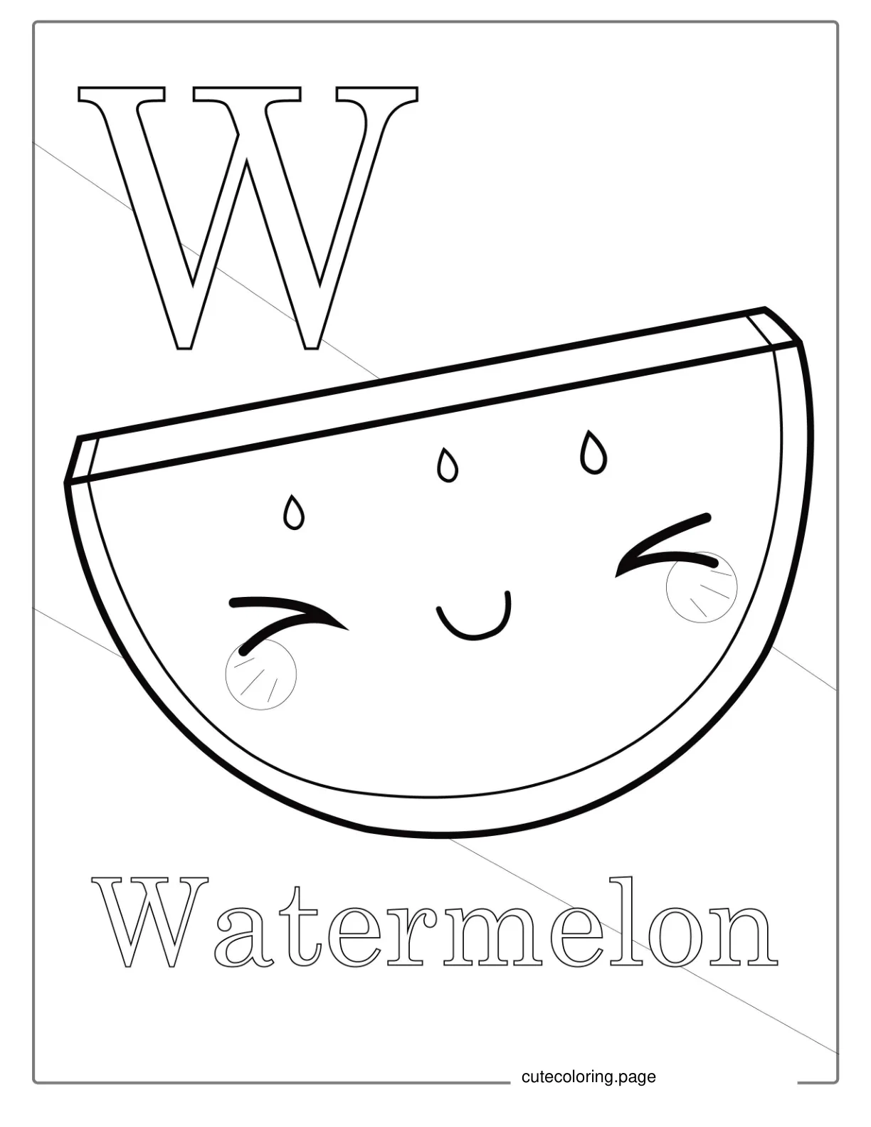 Outline Of Simple Watermelon For Preschoolers coloring page