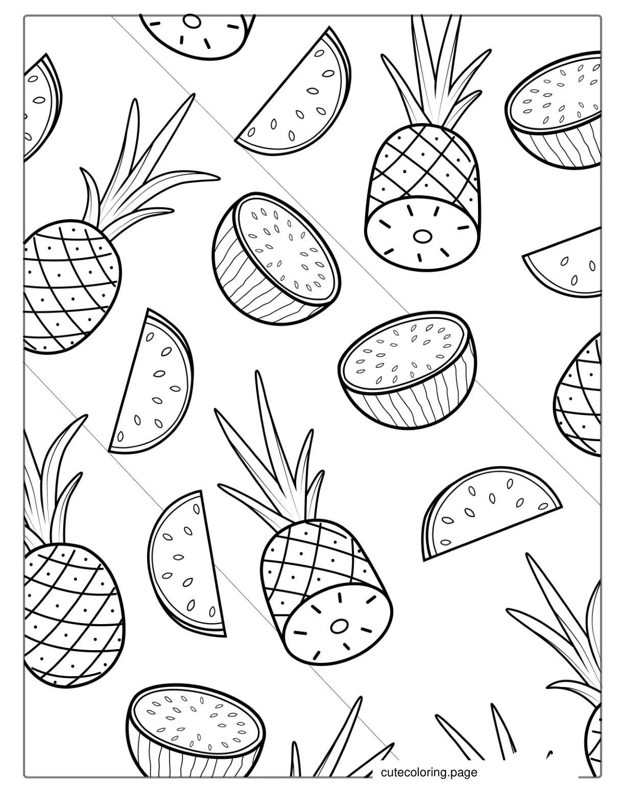 Pineapple And Watermelon Coloring Page coloring page