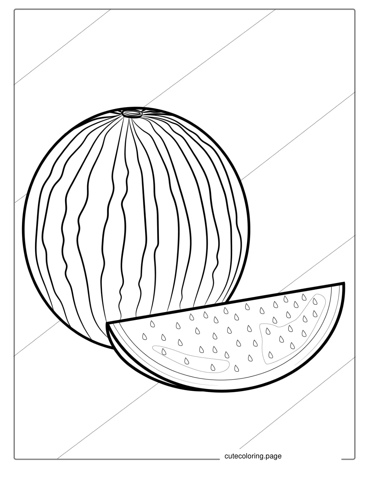 Simple Watermelon Coloring For Toddlers coloring page