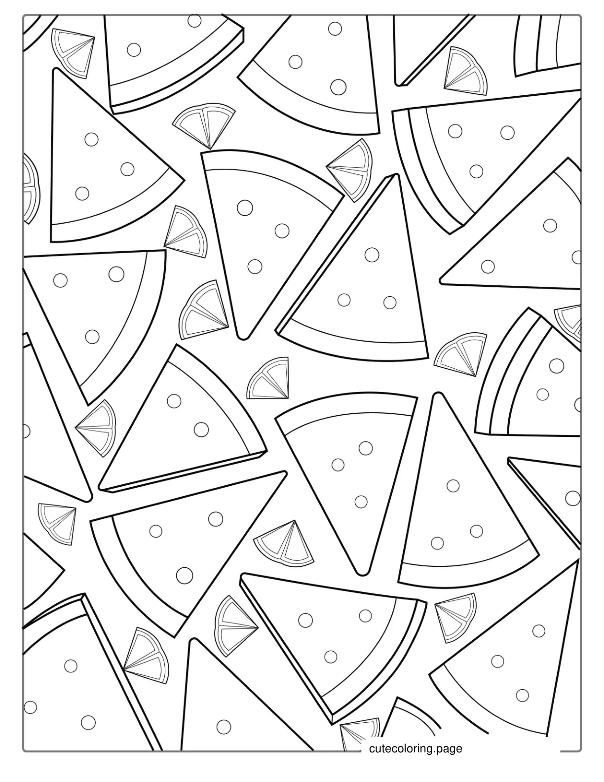 Slices Of Watermelon To Color coloring page