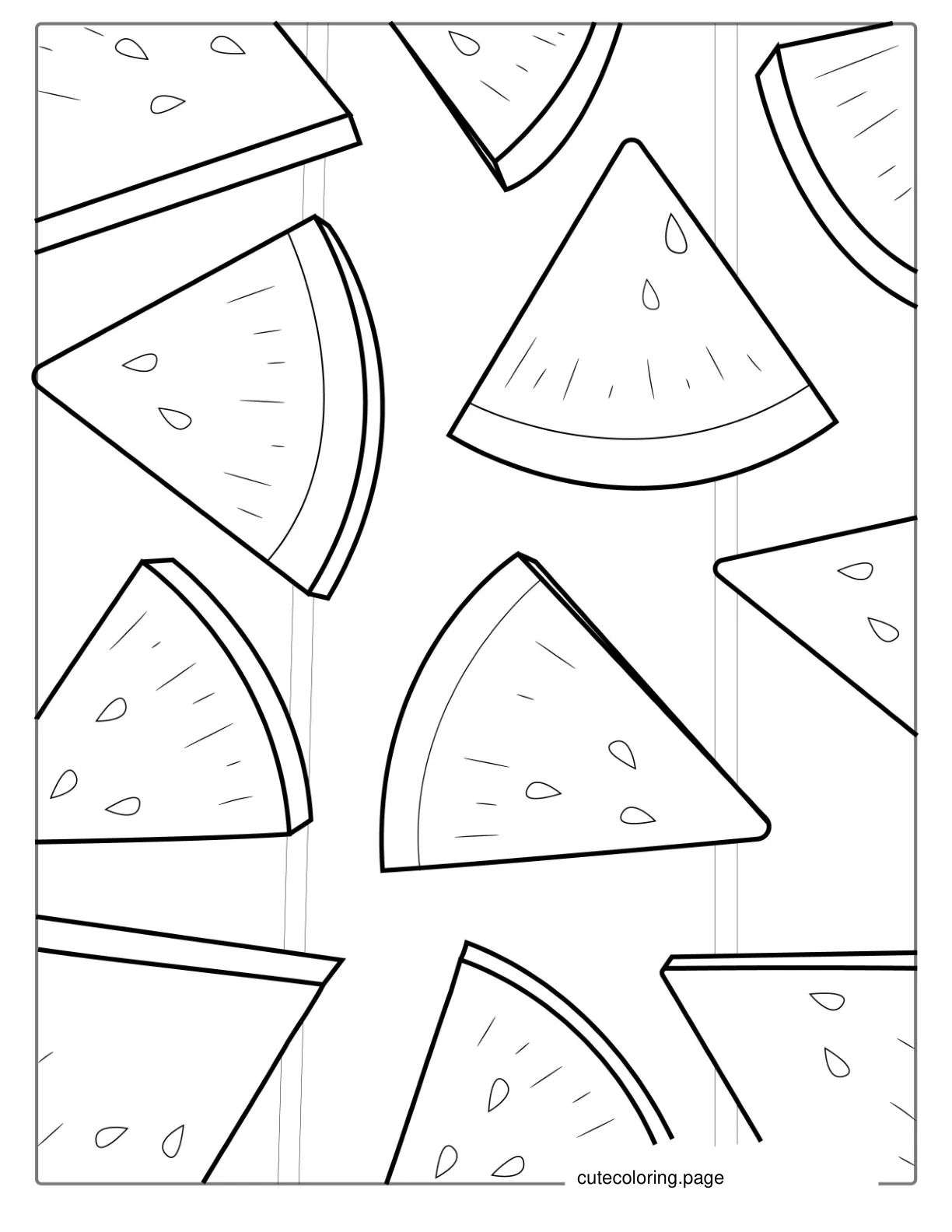 Watermelon Slices Coloring For Kids coloring page