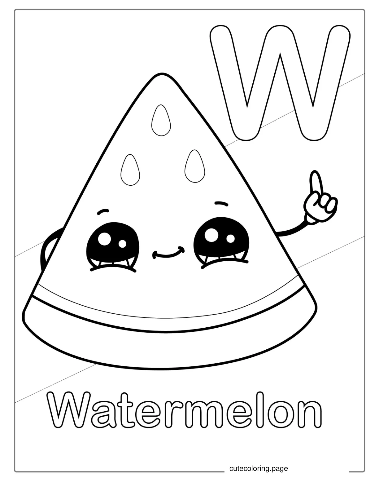 Watermelon With Letter W Coloring Page coloring page