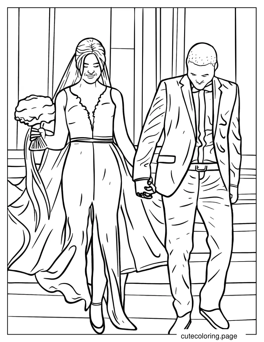 Bride And Groom Exiting Church Coloring Sheet coloring page