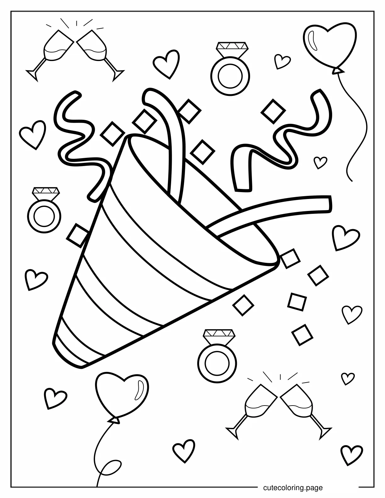 Confetti Emoji coloring page