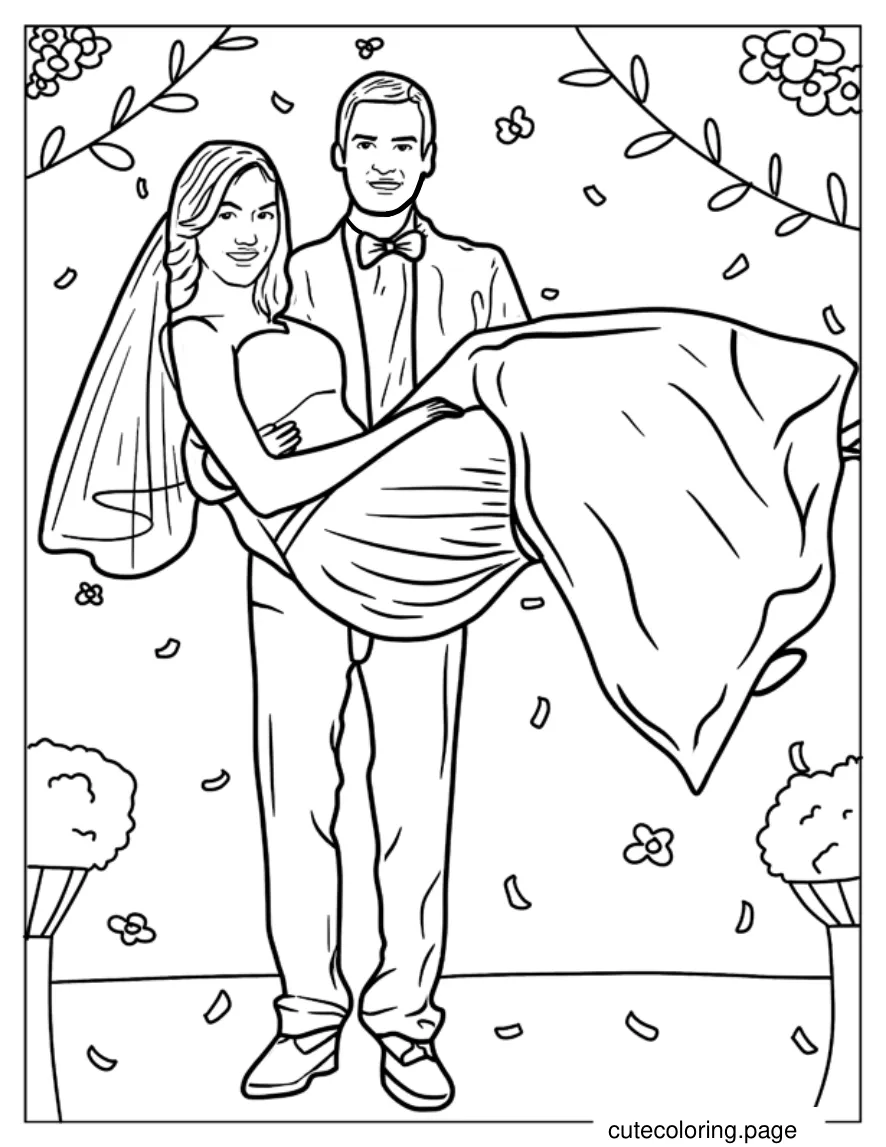 Groom Carrying Bride Coloring Sheet coloring page