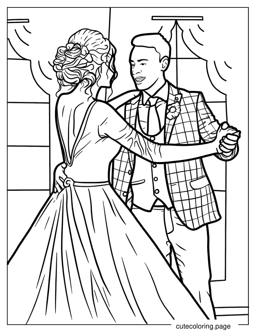 Realistic Bride And Groom First Dance Coloring Page coloring page