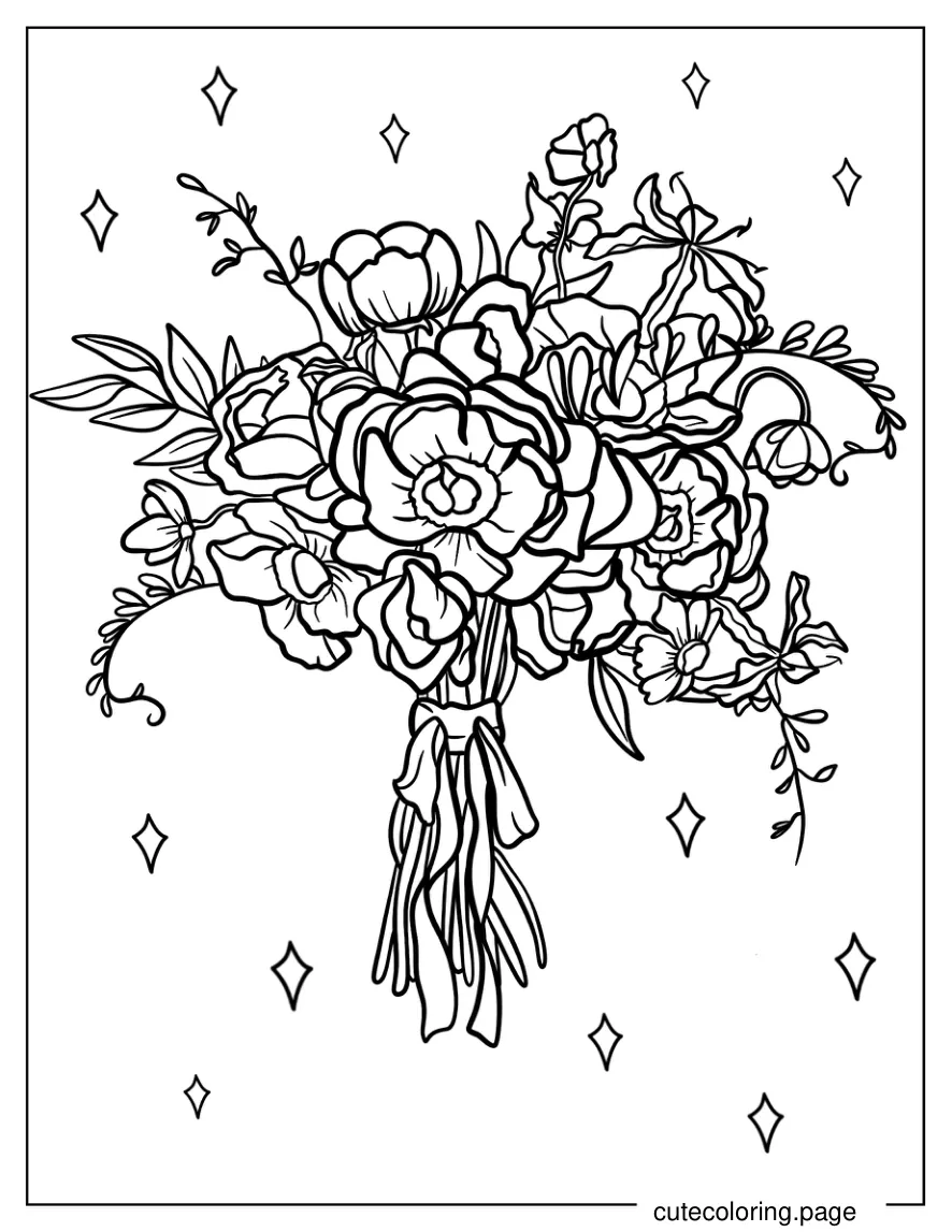 Realistic Wedding Bouquet Coloring Page coloring page