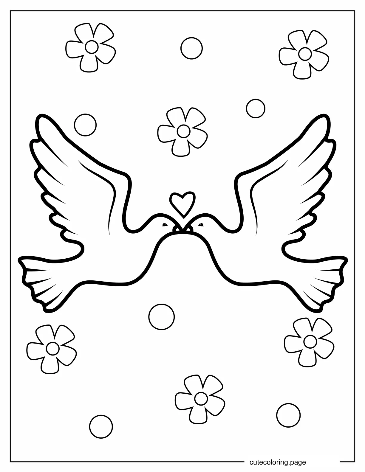 Wedding Doves Kissing Coloring Page coloring page