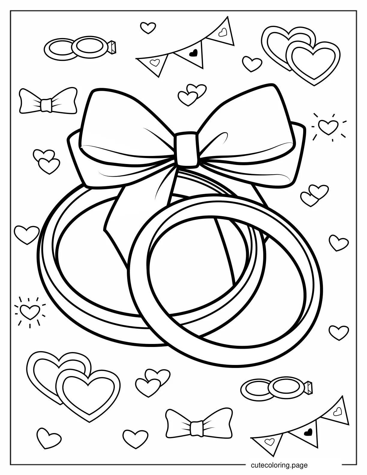 Wedding Rings With Bow Coloring Sheet coloring page