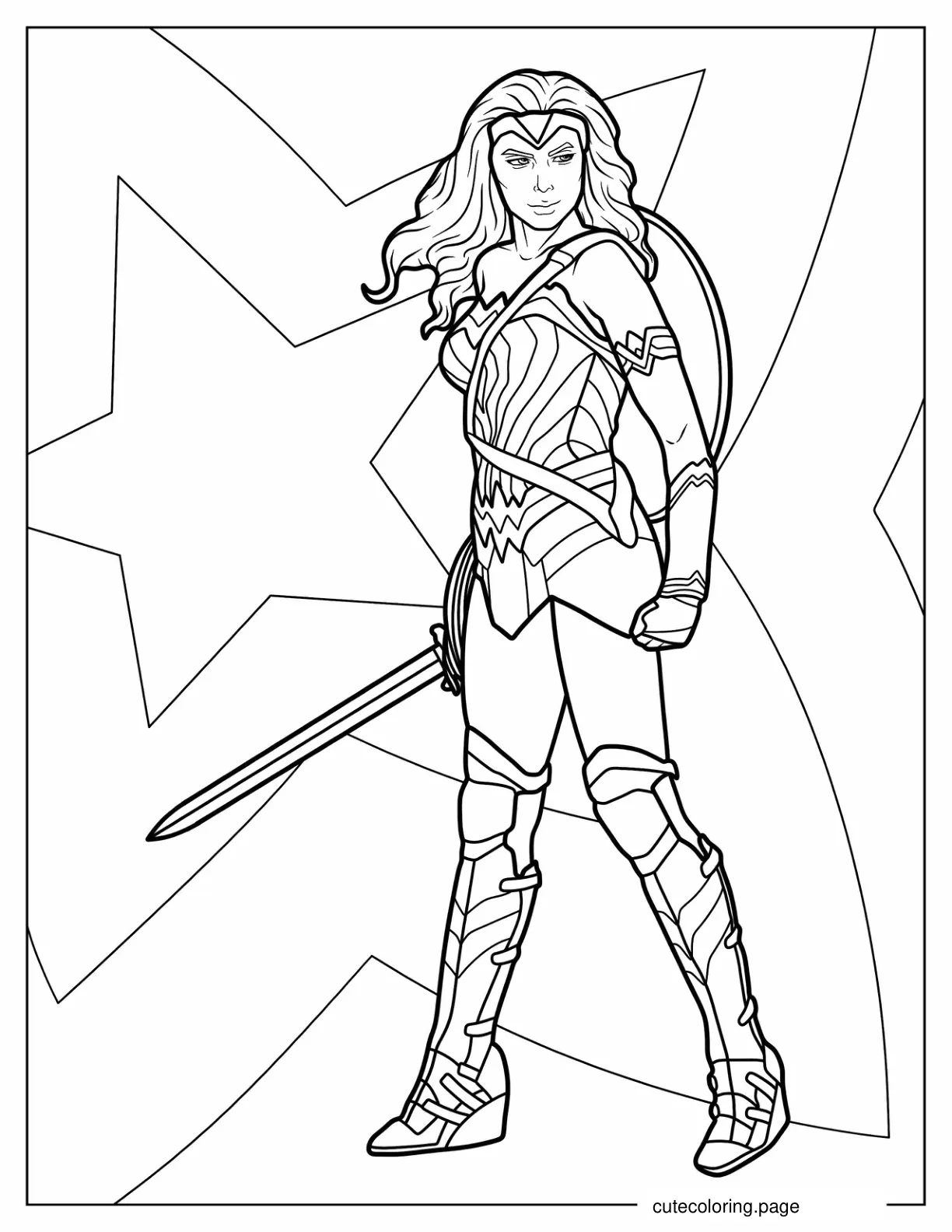 Gal Gadot As Wonder Woman To Color coloring page