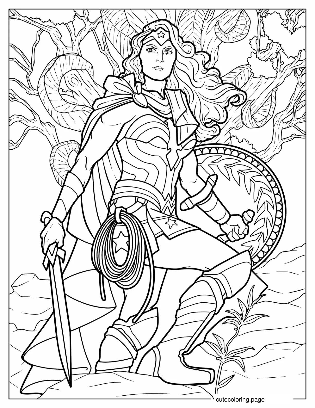 Intricate Wonder Woman Coloring Sheet coloring page