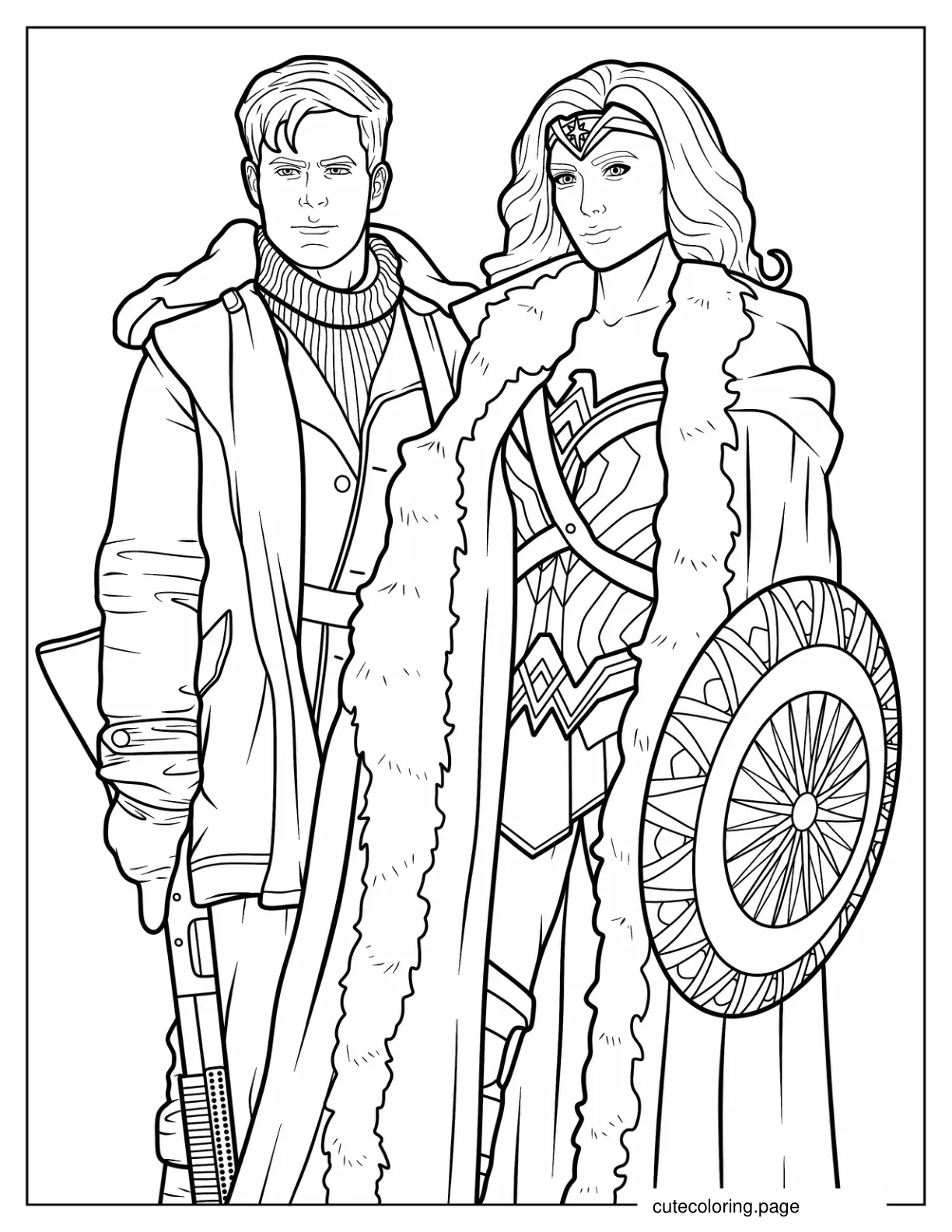 Steve Trevor And Wonder Woman To Color coloring page