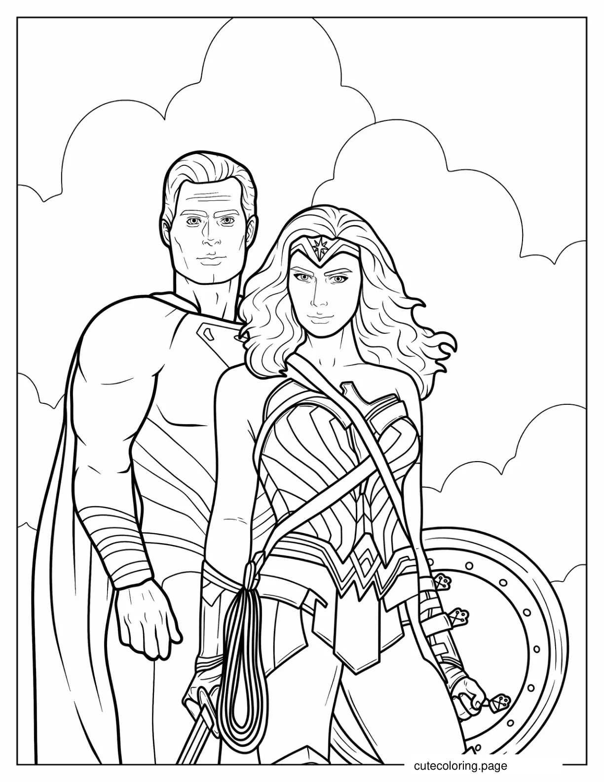 Superman And Wonder Woman To Color coloring page