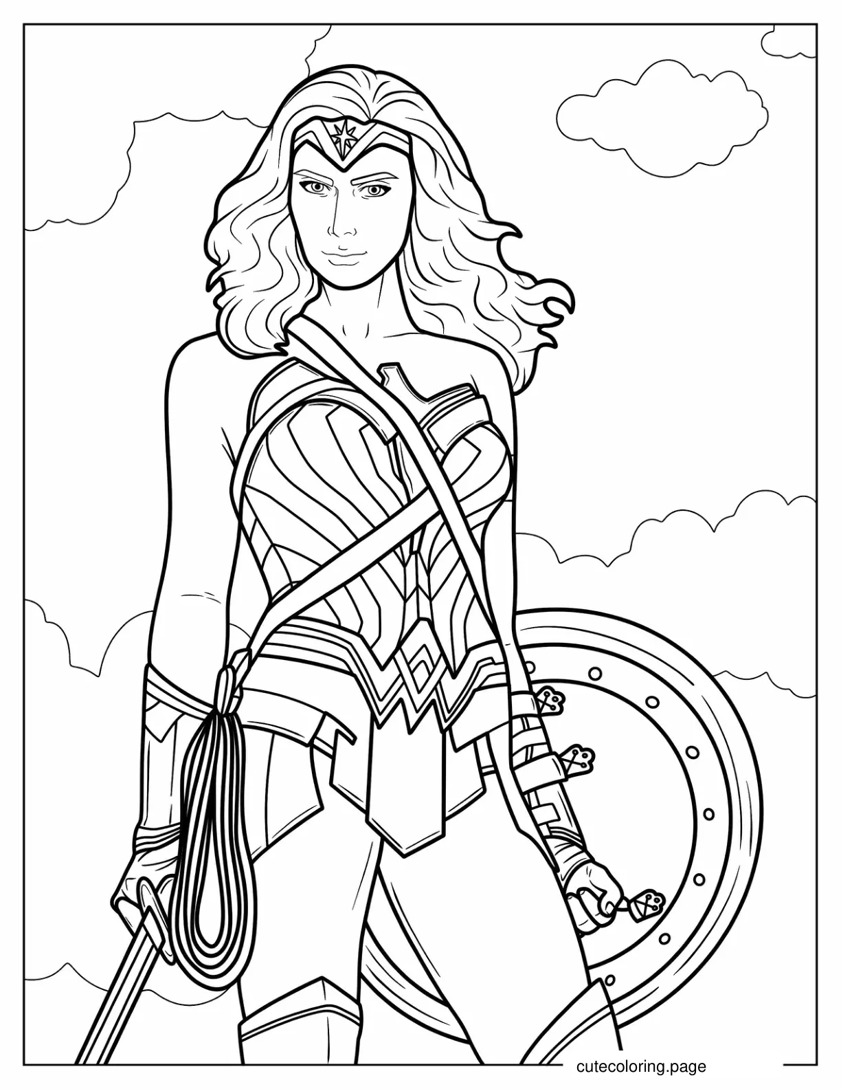 Wonder Woman As Gal Gadot To Color coloring page