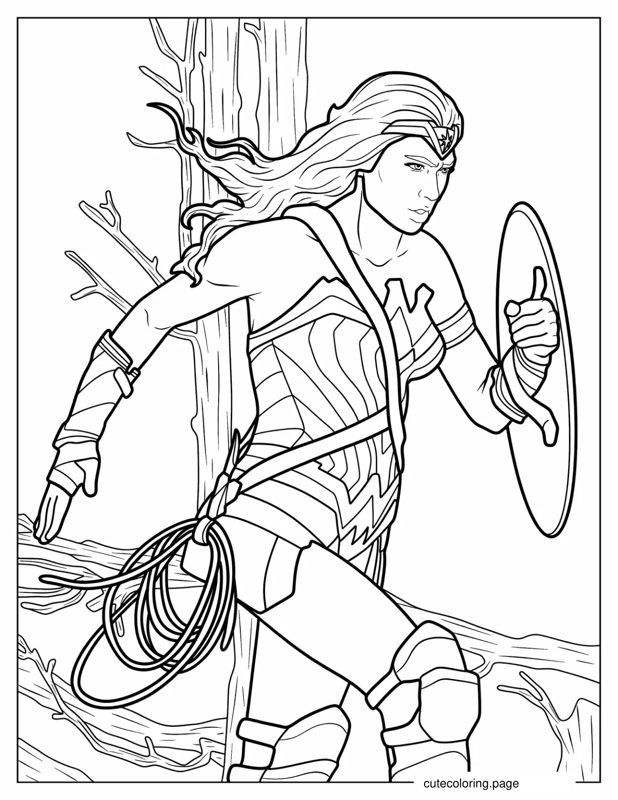 Wonder Woman Running Into Danger coloring page