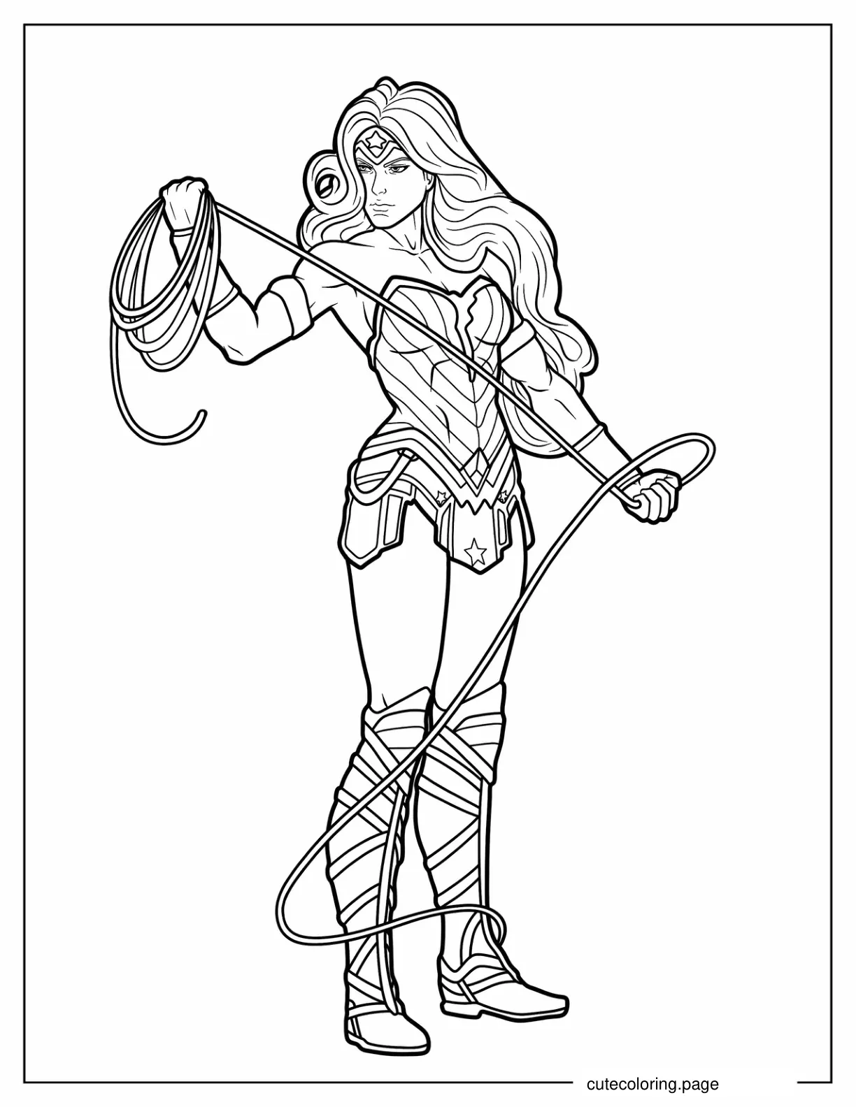 Wonder Woman With Lasso Of Truth coloring page